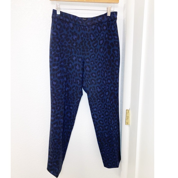 KATE SPADE Cobalt Blue Leopard Print Ankle Pants SZ: 2 - Picture 2 of 10